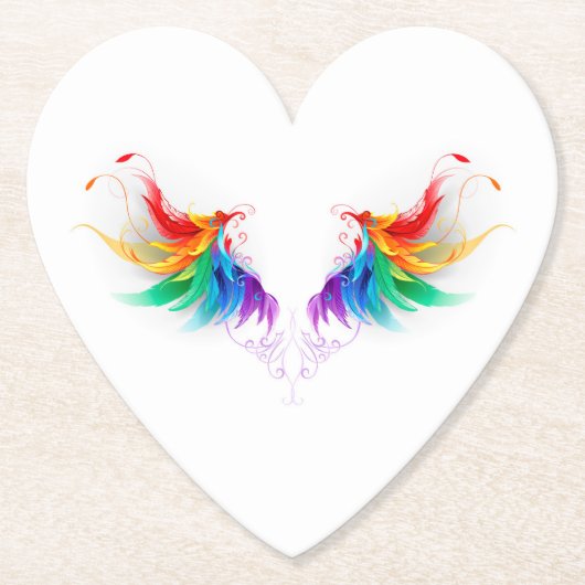 Fluffy Rainbow Wings Kartonnen Onderzetters (Voorkant)