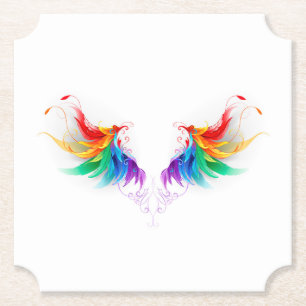 Fluffy Rainbow Wings Kartonnen Onderzetters