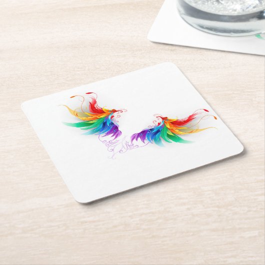 Fluffy Rainbow Wings Kartonnen Onderzetters (Schuin)