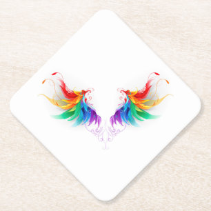 Fluffy Rainbow Wings Kartonnen Onderzetters