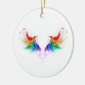Fluffy Rainbow Wings Keramisch Ornament (Links)