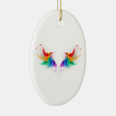 Fluffy Rainbow Wings Keramisch Ornament (Rechts)