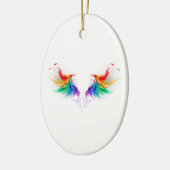 Fluffy Rainbow Wings Keramisch Ornament (Links)