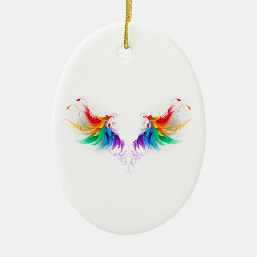Fluffy Rainbow Wings Keramisch Ornament (Voorkant)