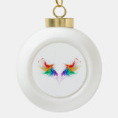 Fluffy Rainbow Wings Keramische Bal Ornament (Voorkant)