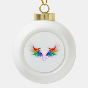 Fluffy Rainbow Wings Keramische Bal Ornament