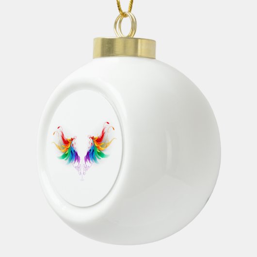 Fluffy Rainbow Wings Keramische Bal Ornament (Rechts)