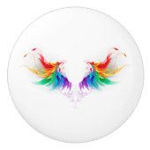 Fluffy Rainbow Wings Keramische Knop (Voorkant)