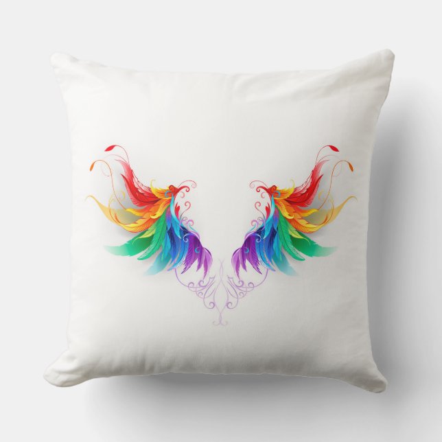 Fluffy Rainbow Wings Kussen (Voorkant)