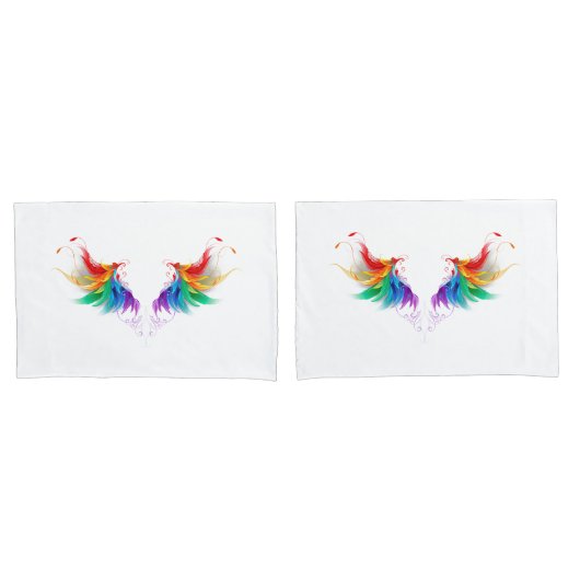Fluffy Rainbow Wings Kussensloop (Voorkant-Set)