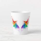 Fluffy Rainbow Wings Latte Mok (Voorkant)