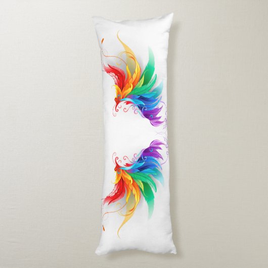 Fluffy Rainbow Wings Lichaamskussen (Achterkant (Verticaal))