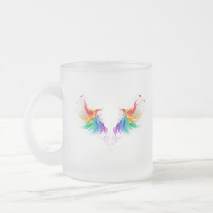 Fluffy Rainbow Wings Matglas Koffiemok