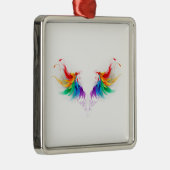 Fluffy Rainbow Wings Metalen Ornament (Rechts)