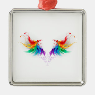 Fluffy Rainbow Wings Metalen Ornament