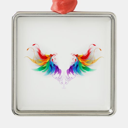 Fluffy Rainbow Wings Metalen Ornament (Voorkant)