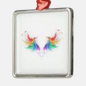 Fluffy Rainbow Wings Metalen Ornament (Links)