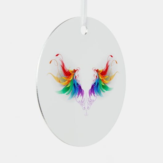 Fluffy Rainbow Wings Metalen Ornament (Voorkant Rechts)
