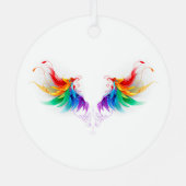 Fluffy Rainbow Wings Metalen Ornament (Achterkant)