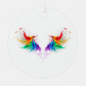 Fluffy Rainbow Wings Metalen Ornament (Voorkant)