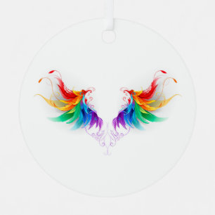 Fluffy Rainbow Wings Metalen Ornament
