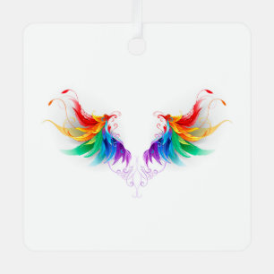 Fluffy Rainbow Wings Metalen Ornament