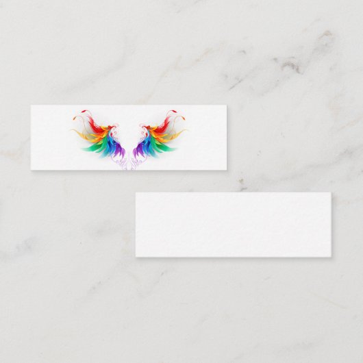 Fluffy Rainbow Wings Mini Visitekaartje (Voorkant / Achterkant)