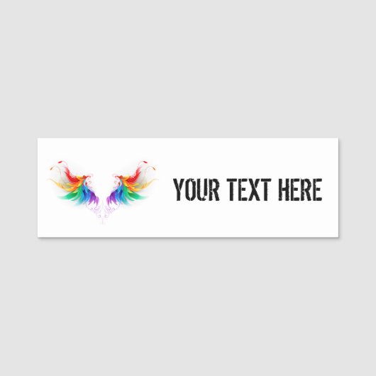Fluffy Rainbow Wings Naamplaatje (Voorkant)