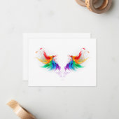 Fluffy Rainbow Wings Notitiekaartje (Voorkant / Achterkant in situ)