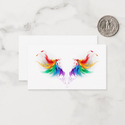 Fluffy Rainbow Wings Notitiekaartje (Voorkant / Achterkant in situ)