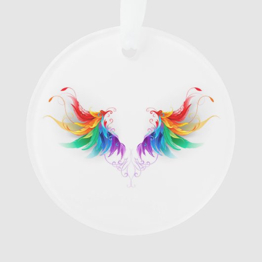 Fluffy Rainbow Wings Ornament (voorkant)