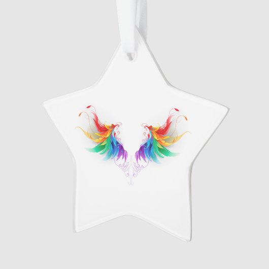 Fluffy Rainbow Wings Ornament (voorkant)