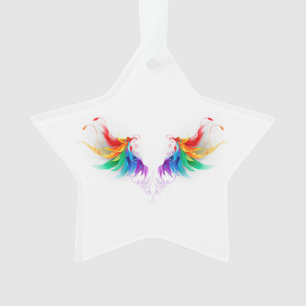 Fluffy Rainbow Wings Ornament