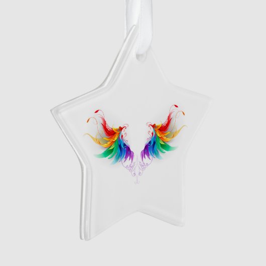 Fluffy Rainbow Wings Ornament (voorkant)
