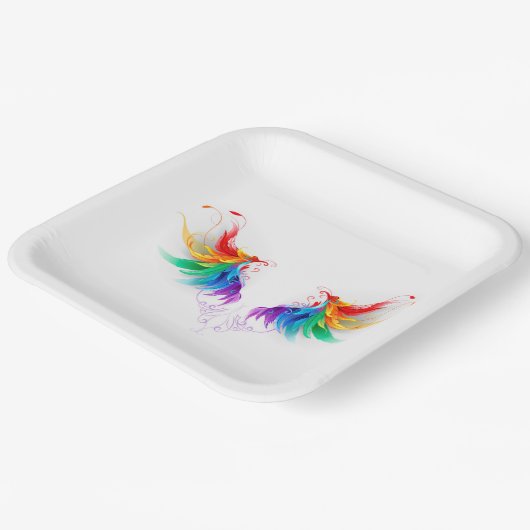 Fluffy Rainbow Wings Papieren Bordje (Gebogen)