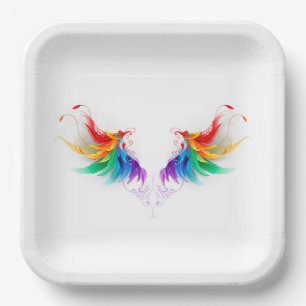 Fluffy Rainbow Wings Papieren Bordje