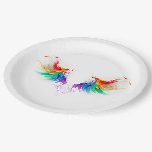 Fluffy Rainbow Wings Papieren Bordje (Gekanteld)
