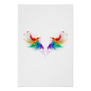 Fluffy Rainbow Wings Perfect Poster