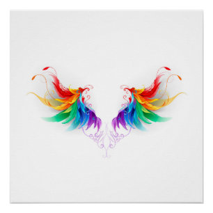 Fluffy Rainbow Wings Perfect Poster