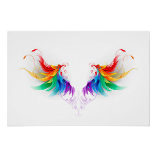 Fluffy Rainbow Wings Perfect Poster
