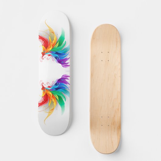 Fluffy Rainbow Wings Persoonlijk Skateboard (Voorkant)