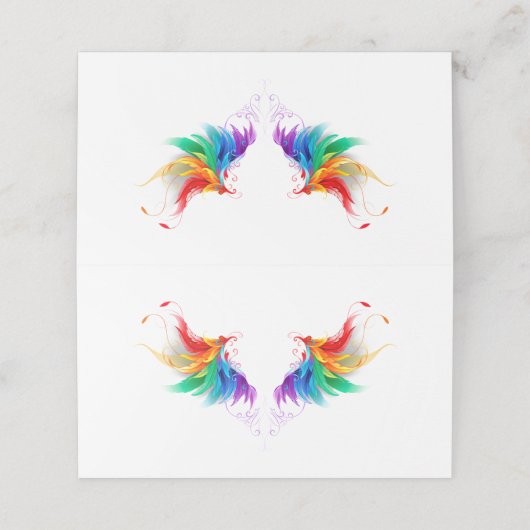 Fluffy Rainbow Wings Plaatskaartje (Buitenkant ongevouwen)