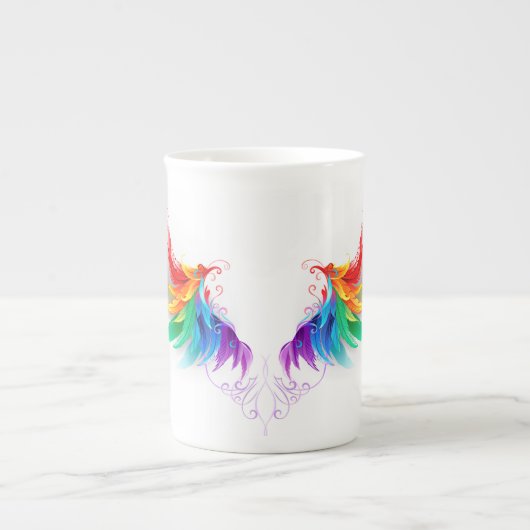 Fluffy Rainbow Wings Porselein Kop (Voorkant)