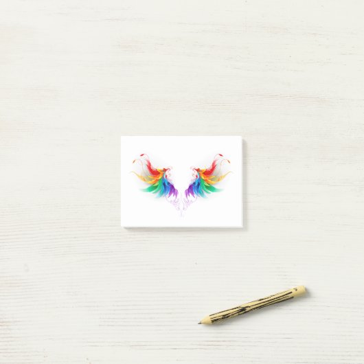 Fluffy Rainbow Wings Post-it® Notes (Op bureau)