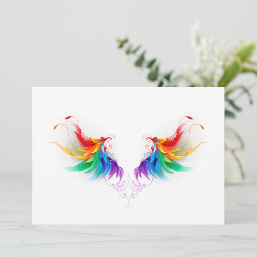 Fluffy Rainbow Wings Programmakaart (Staand voorkant)