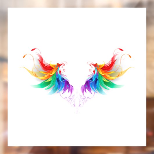 Fluffy Rainbow Wings Raamsticker (Vel 2)