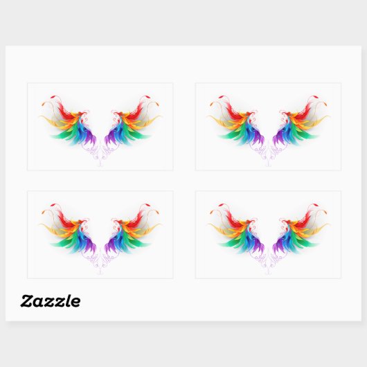Fluffy Rainbow Wings Rechthoekige Sticker (Vel)
