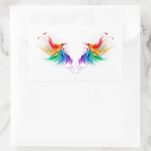 Fluffy Rainbow Wings Rechthoekige Sticker (Tas)