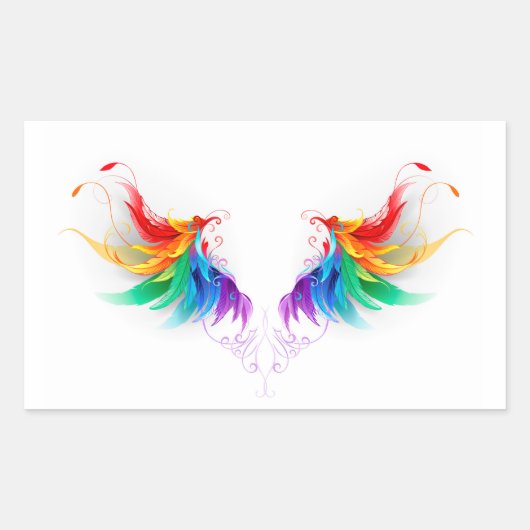 Fluffy Rainbow Wings Rechthoekige Sticker (Voorkant)