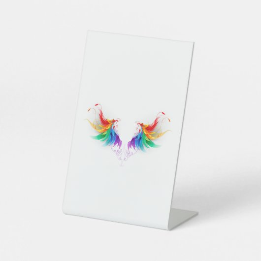 Fluffy Rainbow Wings Reclamebord Met Voetstuk (Voorkant)